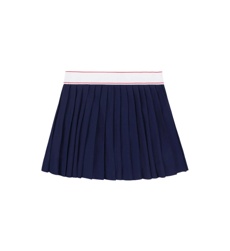 Serif Logo Pleated Skirt (Navy/White/Bright Red)