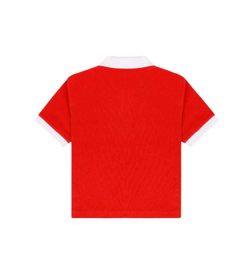 Serif Logo Terry Polo (Bright Red/White)