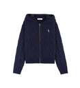 SRC Cable-knit Cashmere Zip Hoodie (Navy)