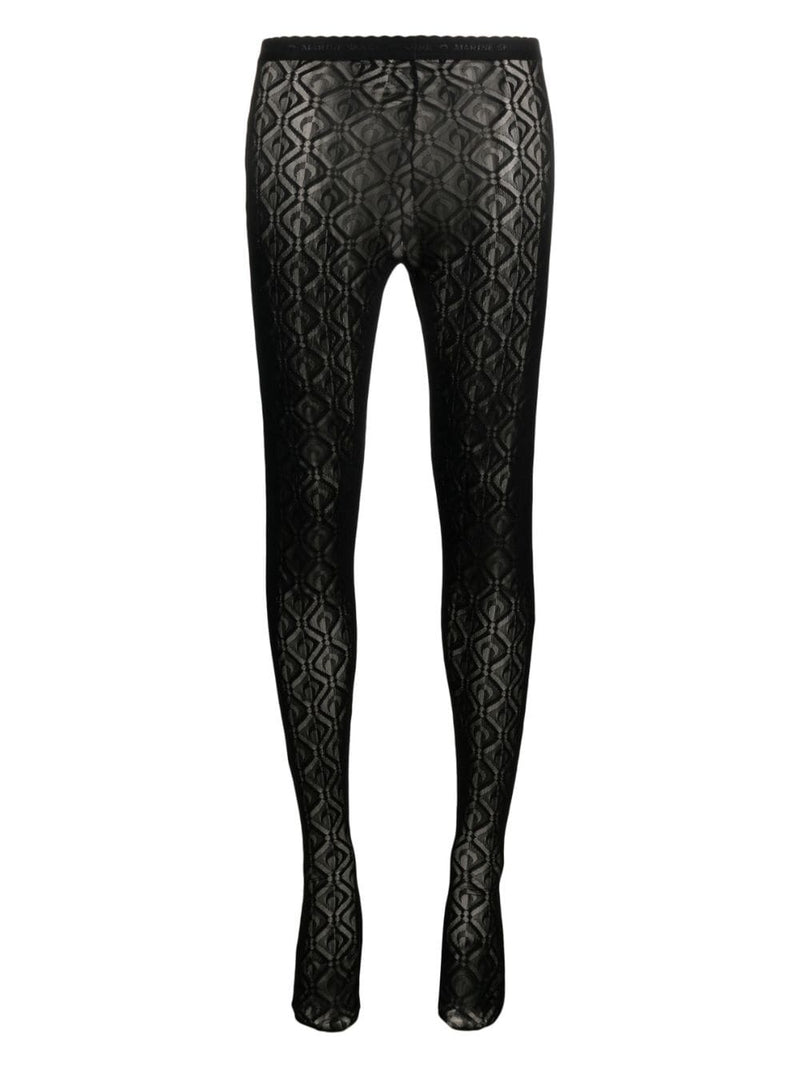 Moon Diamond Mesh Jacquard Tights (Black)