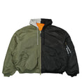 Split Hooded Bomber Jacket (Green/Black)