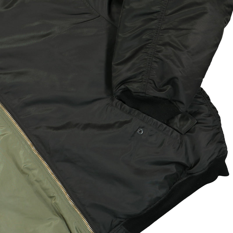 Split Hooded Bomber Jacket (Green/Black)