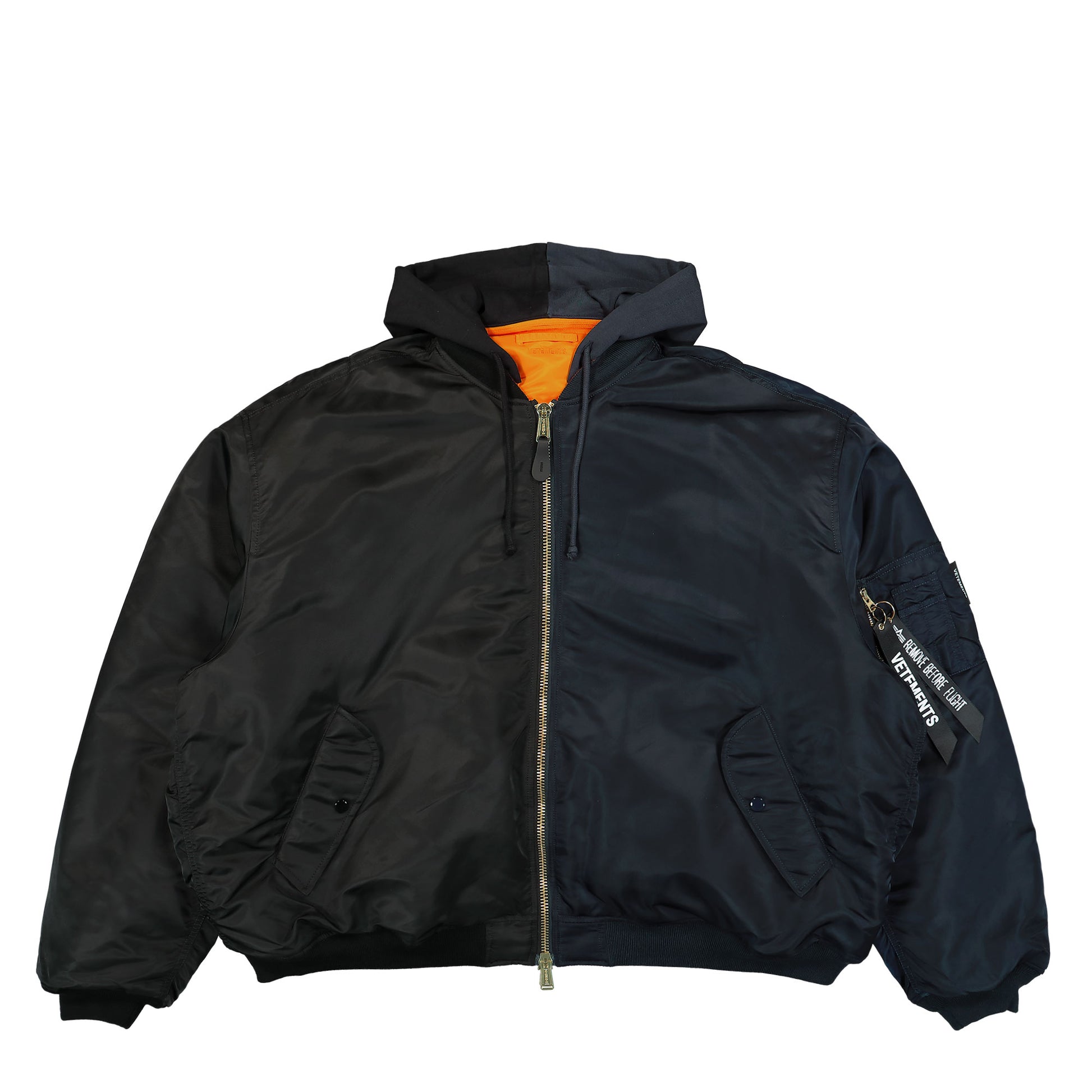 Split Hooded Bomber Jacket (Navy/Black)