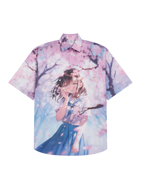 Anime Short Sleeved Shirt (Blue)