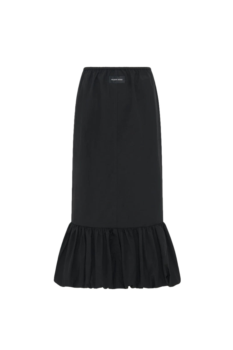 Nylon Midi Bubble Skirt (Black)