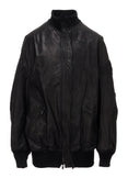 Soft Leather Double Zip Blouson (Black)