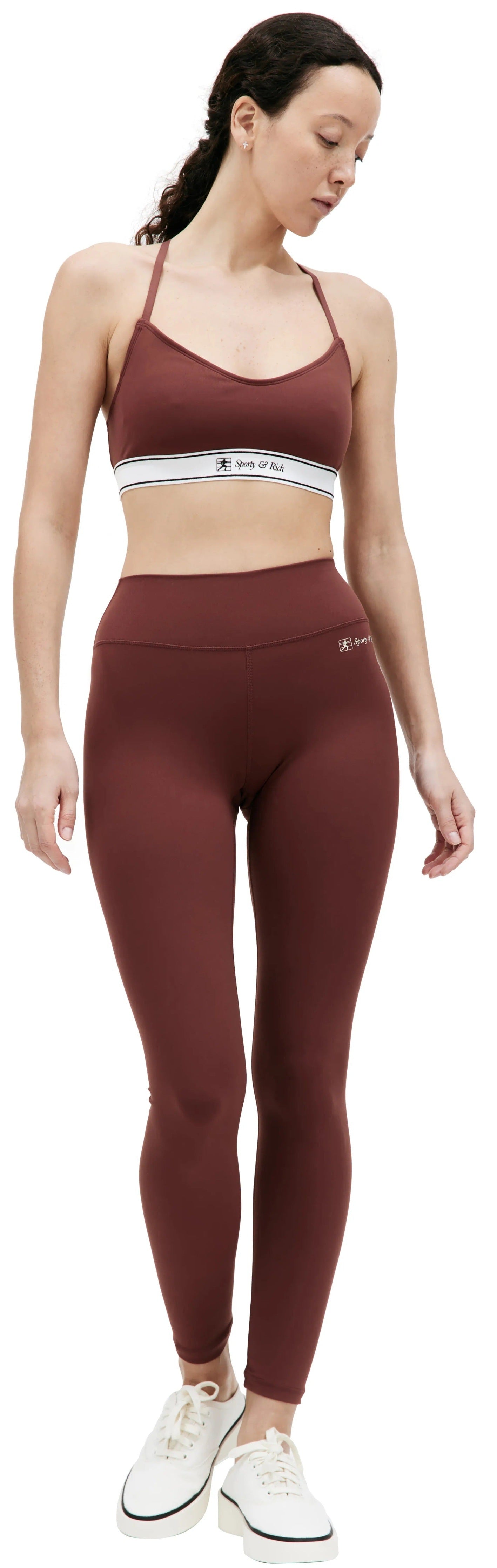 Runner Script High Waisted Legging (Maroon)