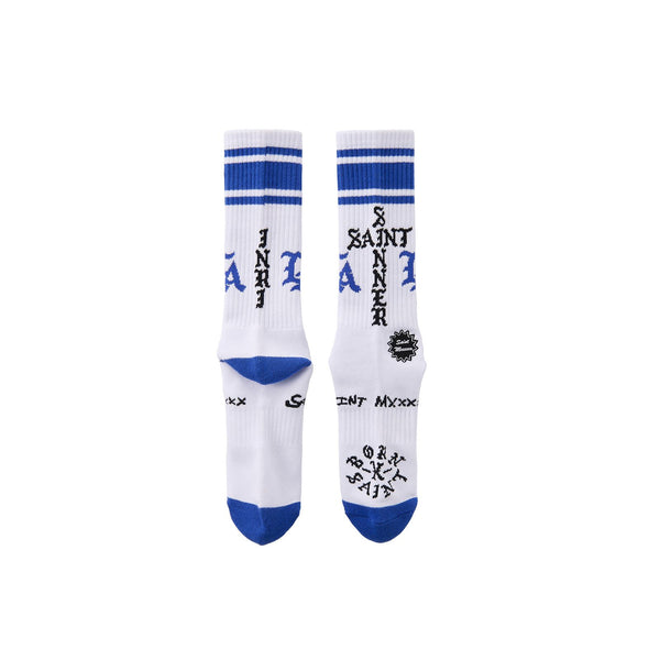 Saint Sinner Socks (White/Blue)