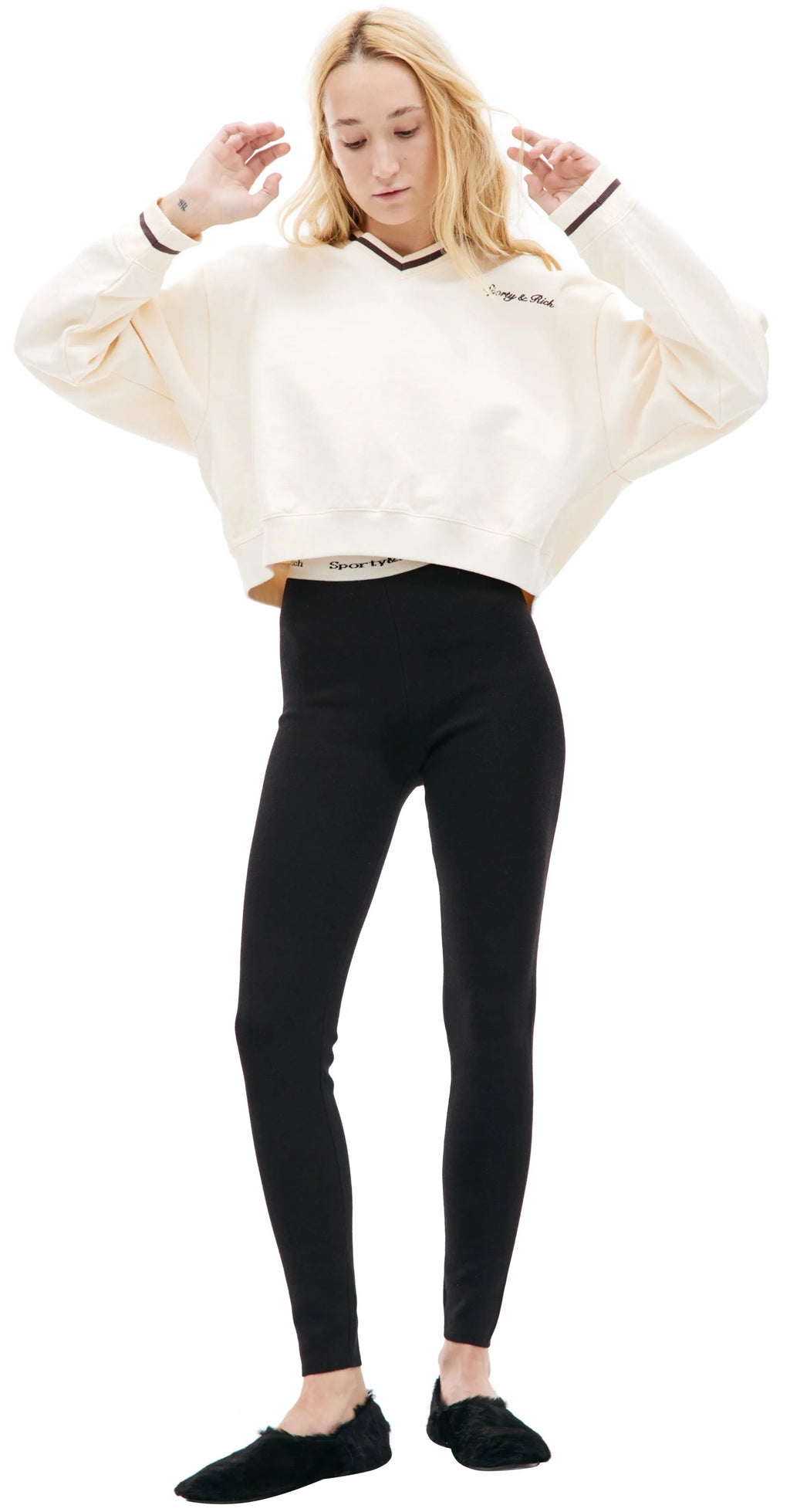 Serif Logo Ribbed Legging