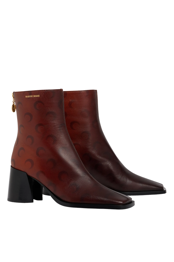 Airbrushed Crafted Ankle Leather Boots (Red)