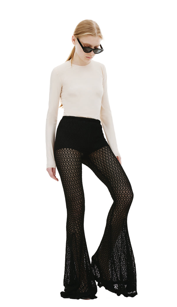 Crochet Flared Pants (Black)