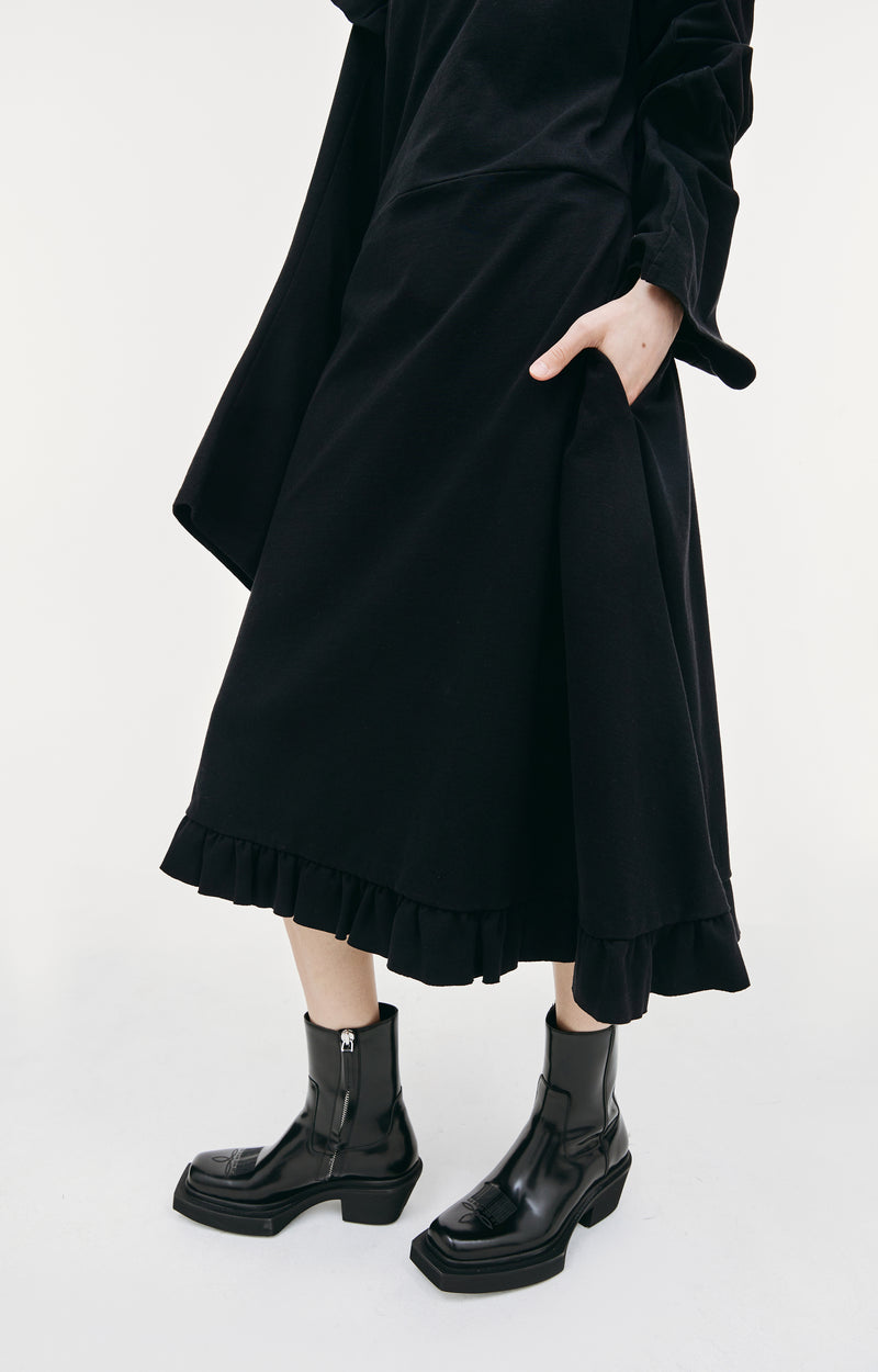 Ruffle Jersey Dress (Black)