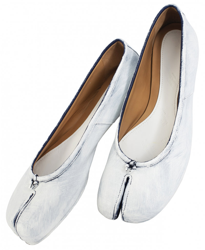 Tabi Ballerina Leather Flats (White)