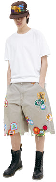 Denim Shorts With Patches (Grey)