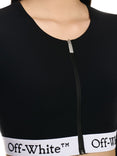 Logoband Long Sleeves Zipped Crop Top (Black)