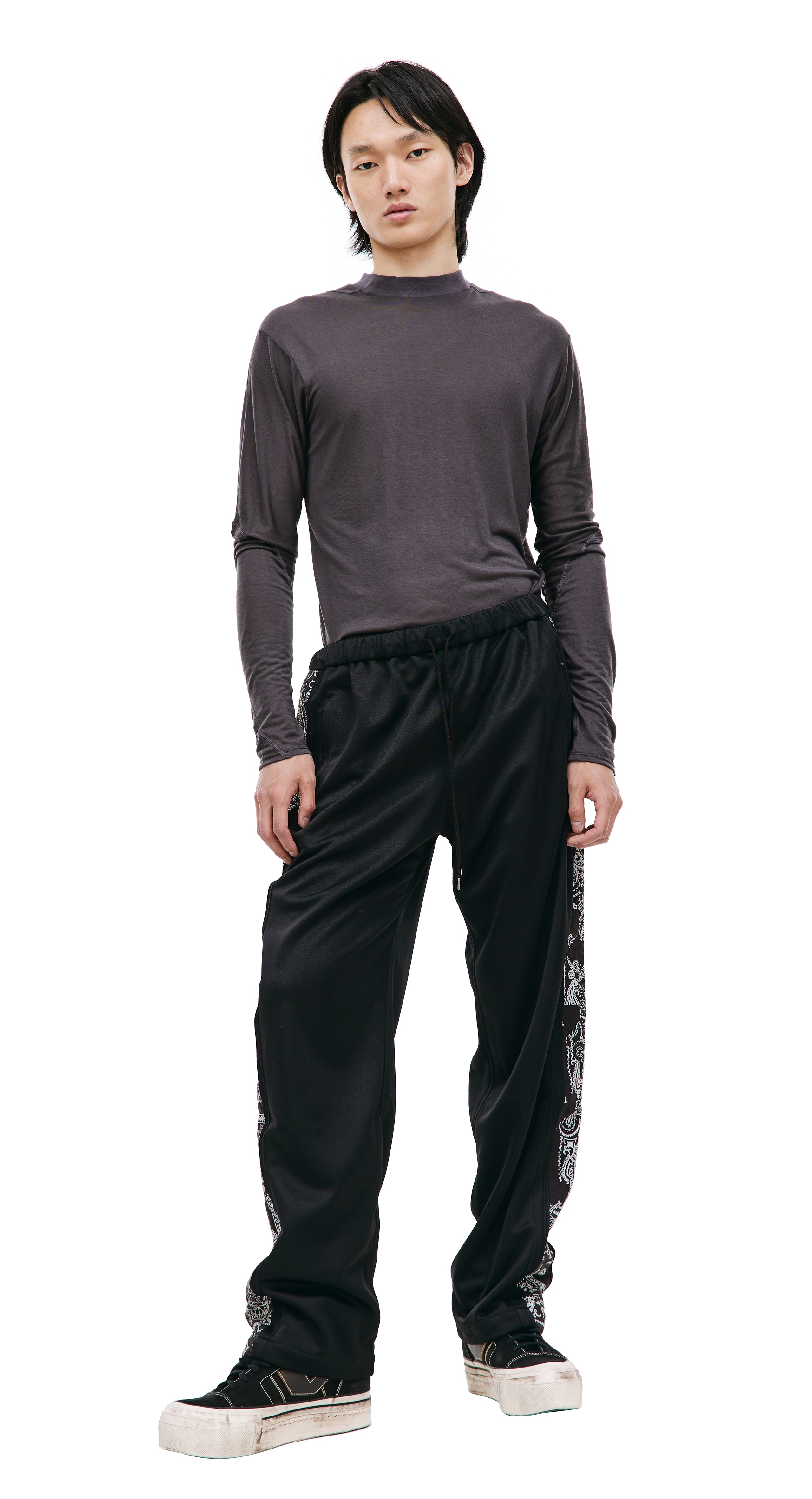 Bandana Panelled Track Pants (Black)