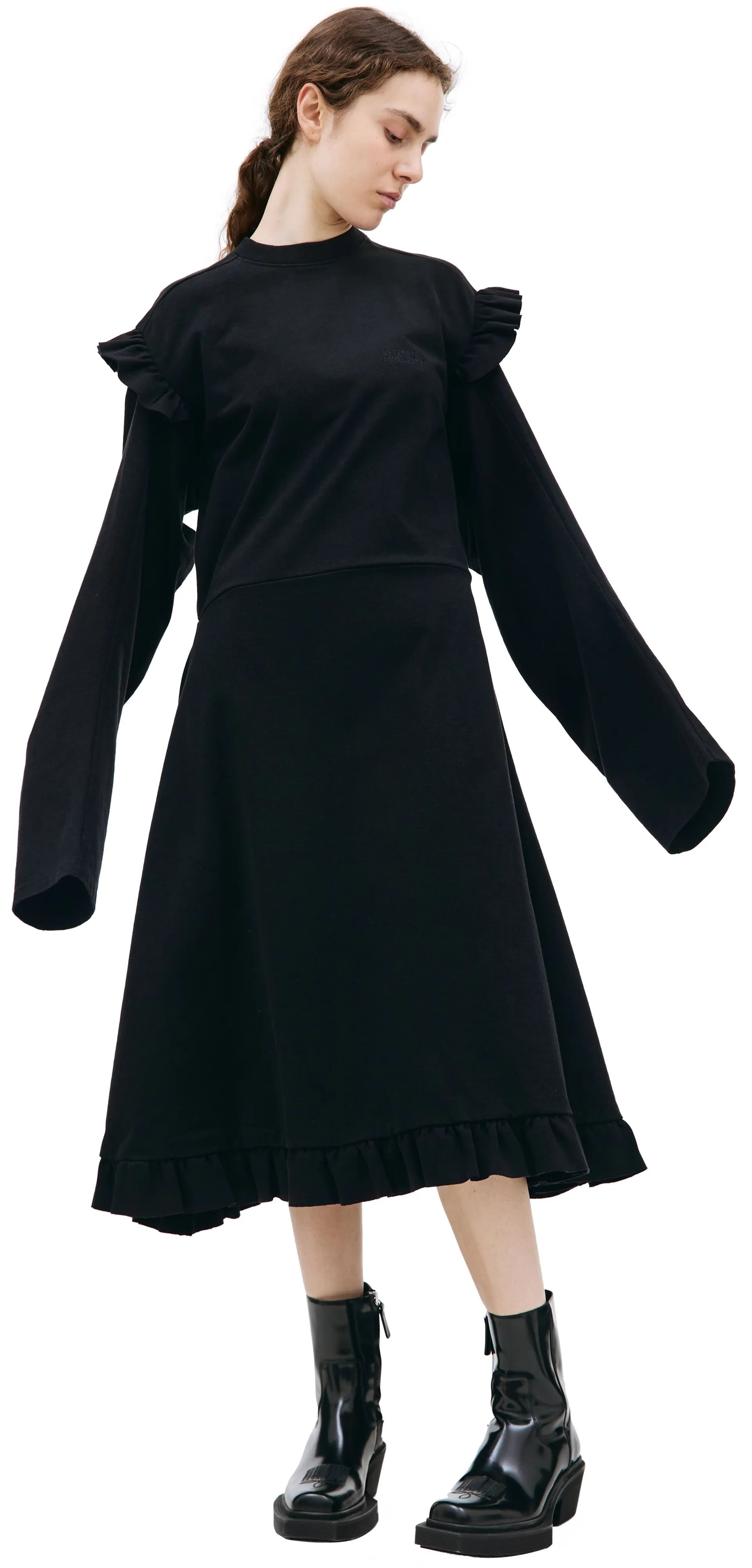 Ruffle Jersey Dress (Black)