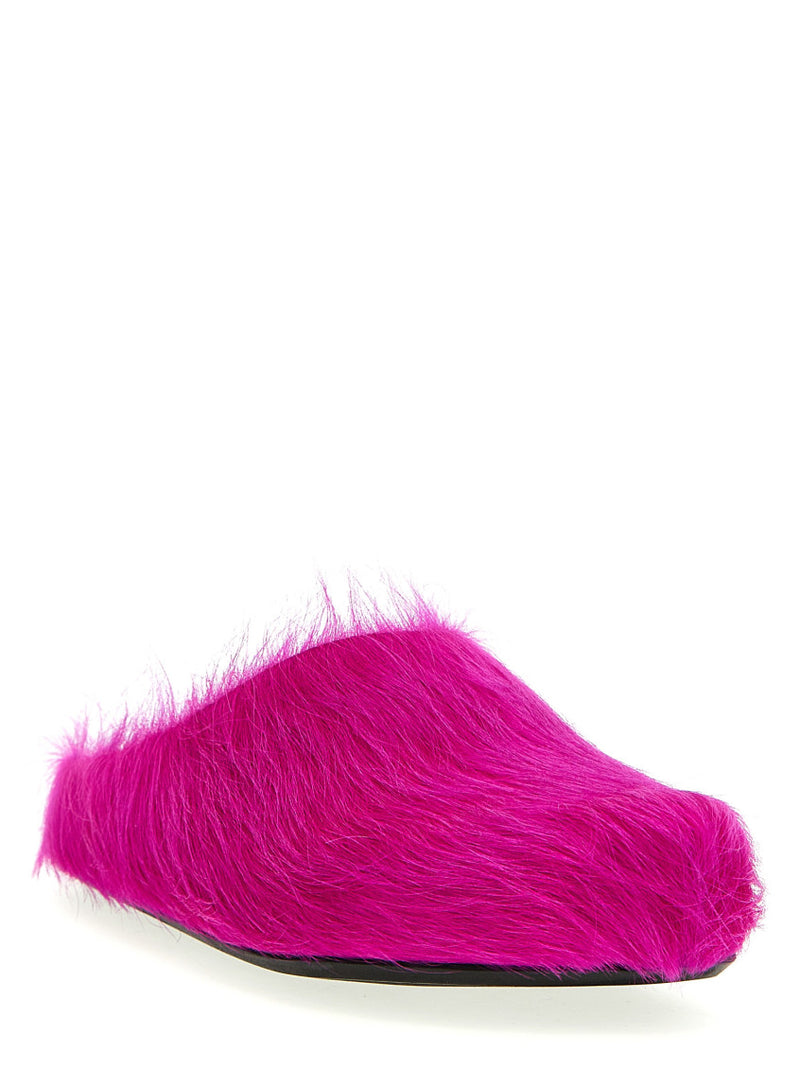 Men's Long-Hair Calfskin Fussbett Sabot (Fuchsia)