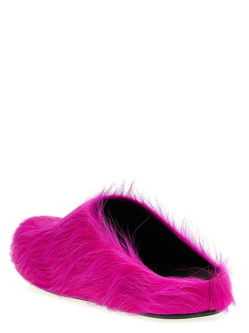 Men's Long-Hair Calfskin Fussbett Sabot (Fuchsia)