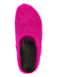 Men's Long-Hair Calfskin Fussbett Sabot (Fuchsia)