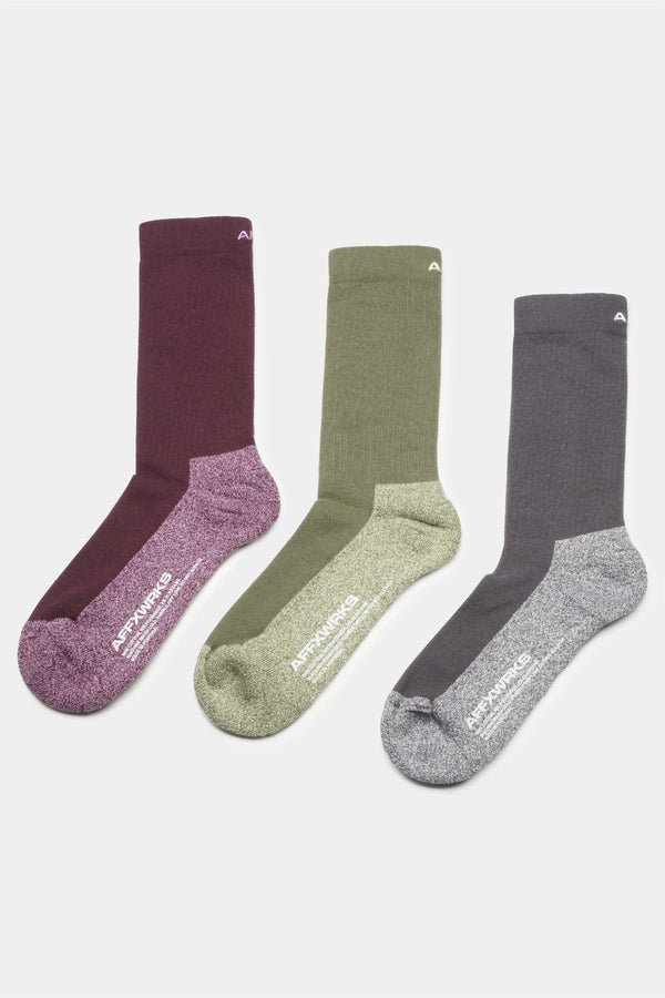 Duo-Tone Socks 3 Pack (Crimson/Green/Grey)