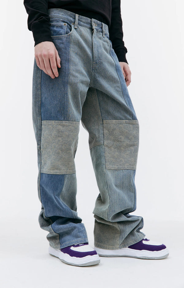 Regenerated Denim Straight Leg Jeans (Grey)