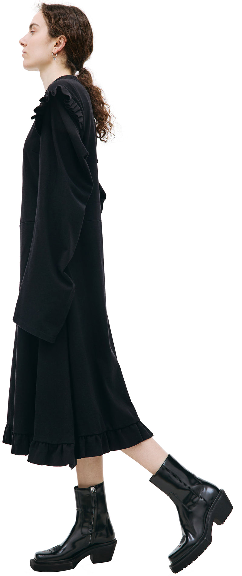 Ruffle Jersey Dress (Black)