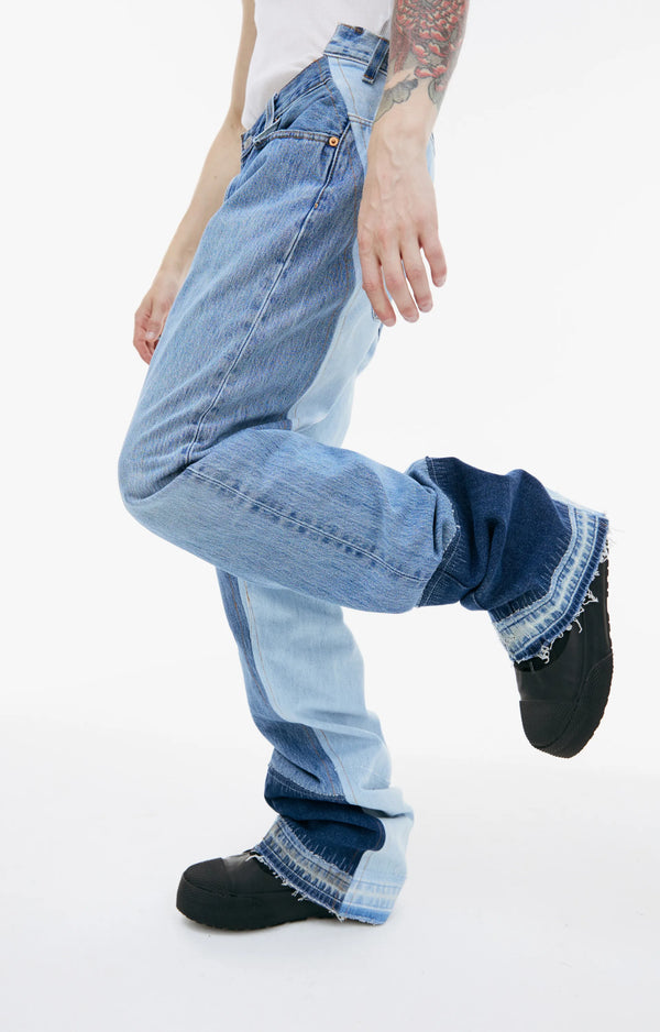 Reconstructed Raw Denim Pants (Blue)