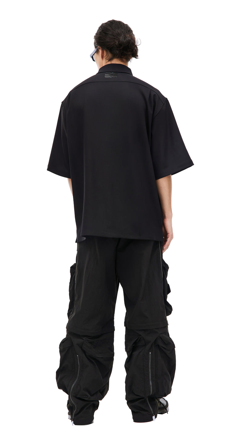 Zip-Up Short Sleeve Shirt (Black)