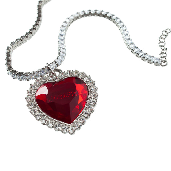 Vetements Crystal Heart Necklace (Red)