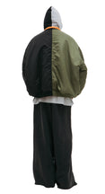 Split Hooded Bomber Jacket (Green/Black)