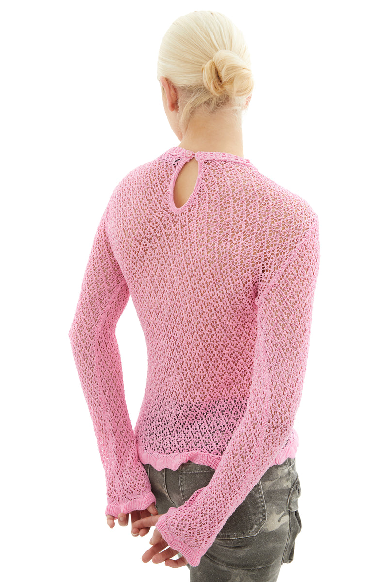 Crochet Pink Sweater with Logo
