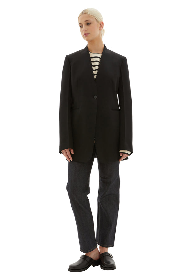 Tailored Fitted Wool Jacket (Black)