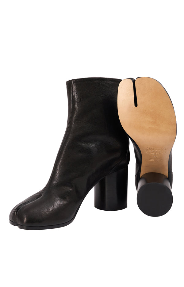Tabi Black Leather Ankle Boots