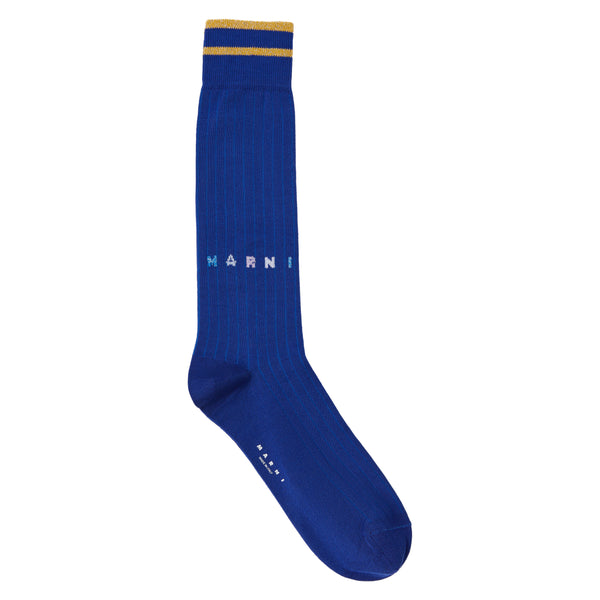 Cotton Ribbed Socks with Logo (Royal)