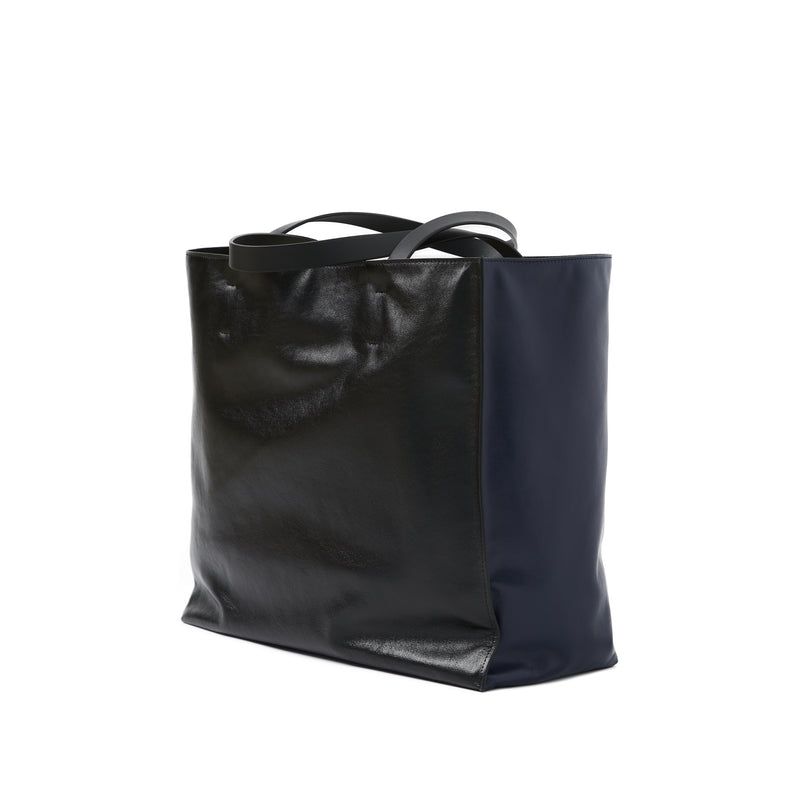 East/West Leather Shopping Tote Bag