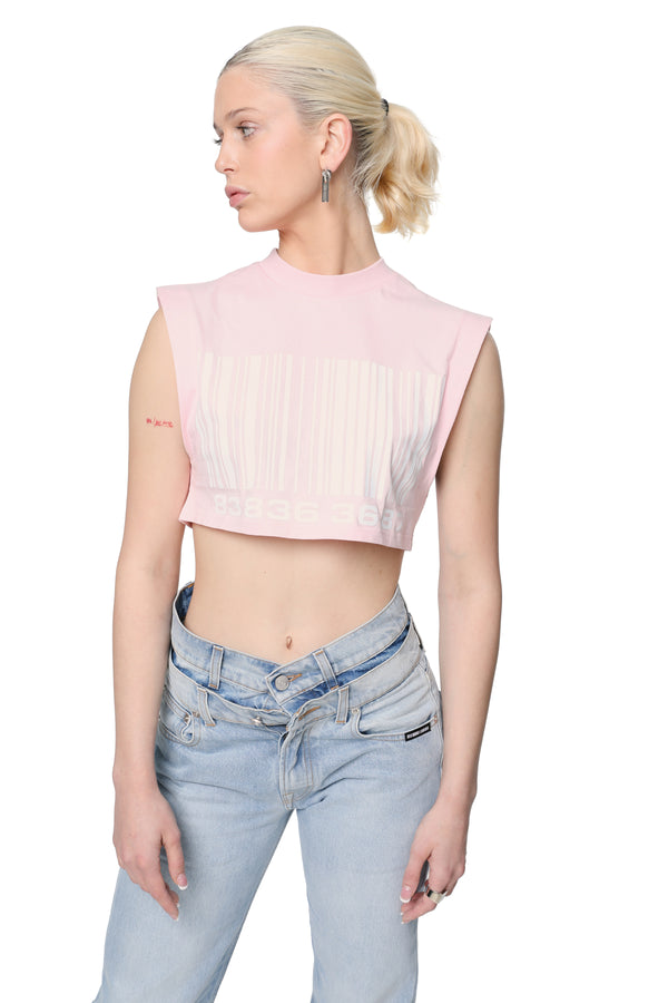 Barcode Cropped T-shirt (Pink)