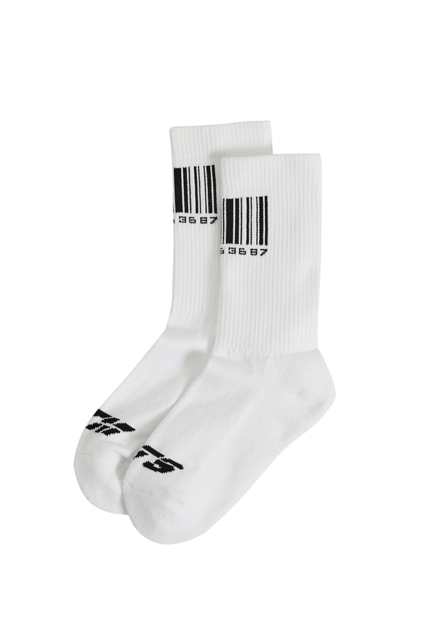 Barcode White Cotton Socks
