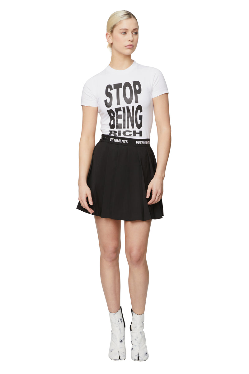 STOP BEING RICH FITTED T-SHIRT
