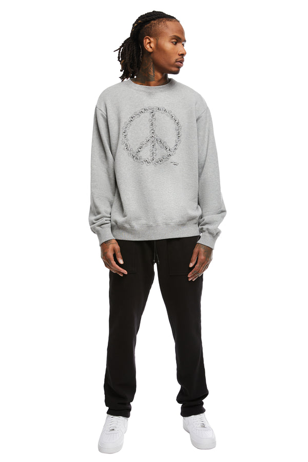 Peace Sign Sweatshirt in Grey