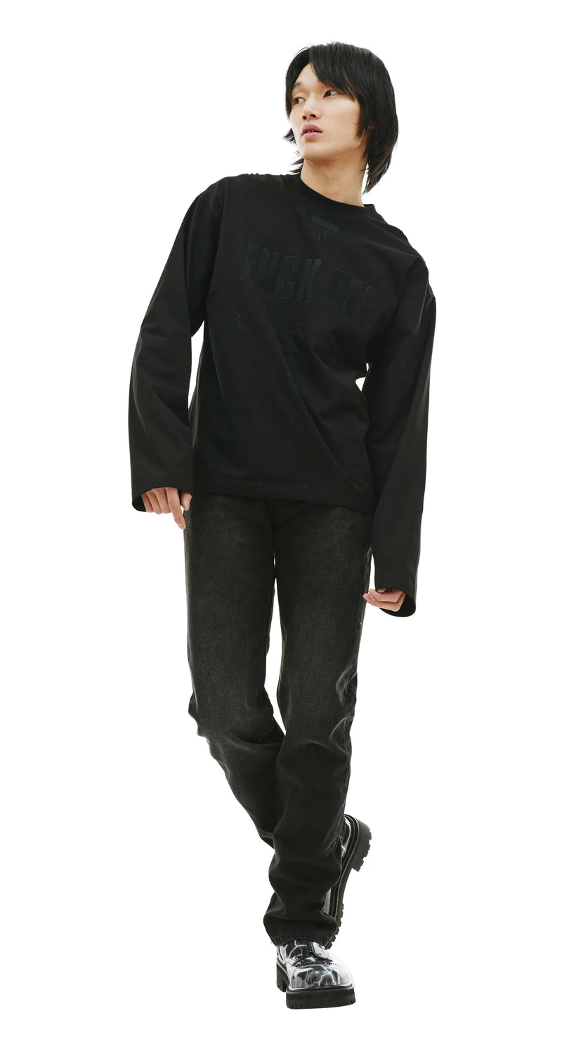 Black Cotton Long Sleeve T-shirt (BLACK)